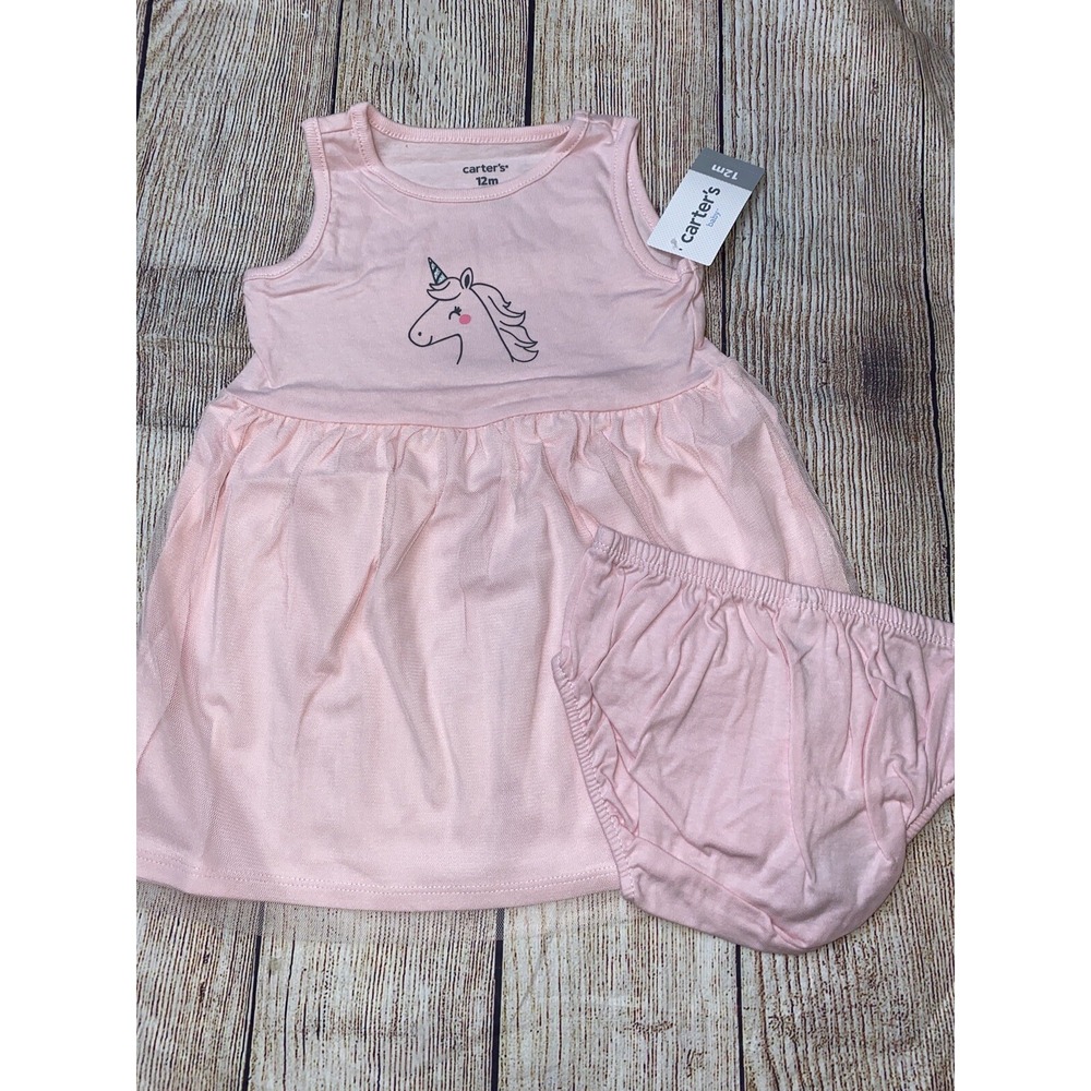 Carters 12 Months Unicorn Pink Dress Bloomers NEW